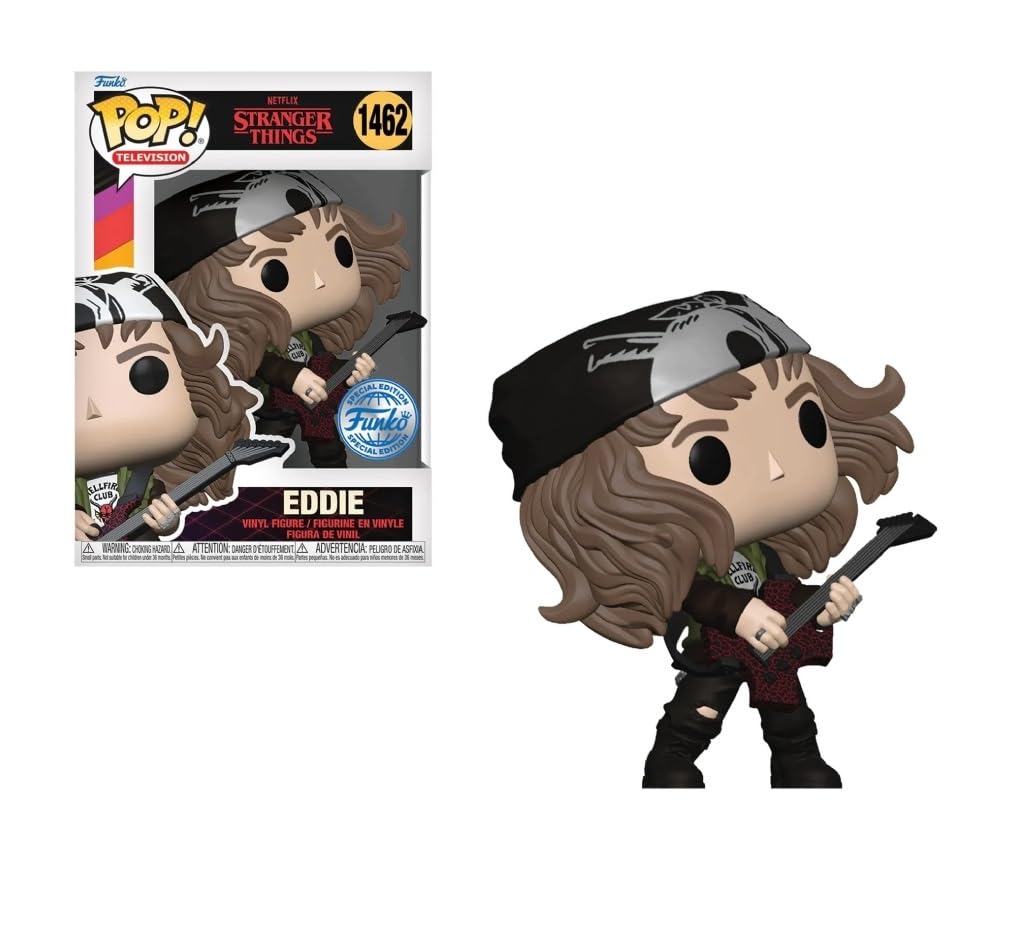 Funko Pop! Tv: Stranger Things S4 - Hunter Eddie with Guitar (MT)(Exc) Collectable Vinyl Figure - Gift Idea - Official Merchandise - Toys for Kids & Adults - Model Figure for Collectors and Display
