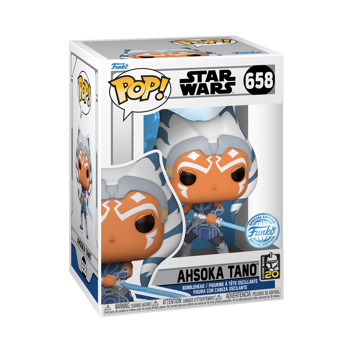 Funko Pop! Star Wars: CW20- Ahsoka - Star Wars: Clone Wars - Amazon Exclusive - Collectible Vinyl Figure - Gift Idea - Official Merchandise - Toys for Children and Adults - TV Fans
