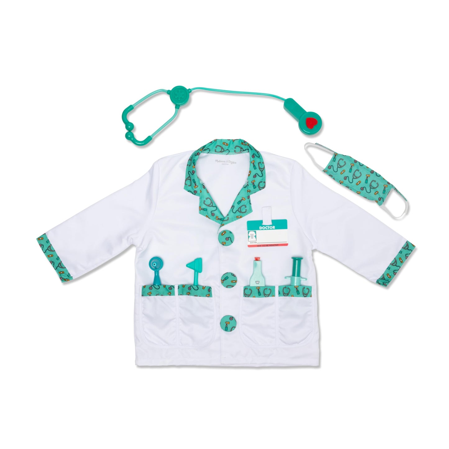 Melissa & Doug Doctor Role-Play Costume Set (Pretend Play, Materials, Machine Washable, 17.5? H × 24? W × 0.75? L)