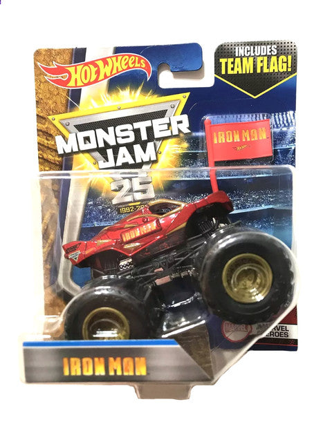 Hot Wheels Monster Jam Marvel Heroes 2/3 Iron Man with Team Flag