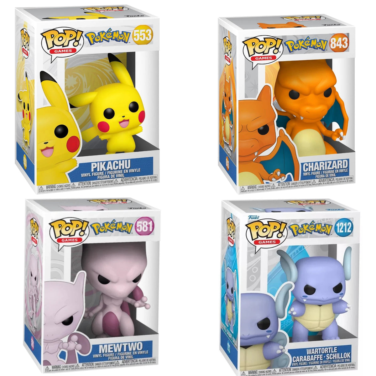 Funko POP! Pokemon Kanto Bundle! Pikachu, Charizard, Wartortle, & Mewtwo!