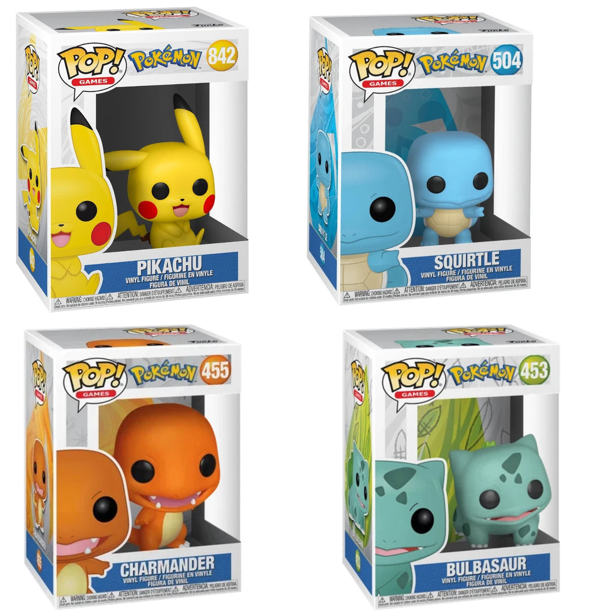 Funko POP! Pokemon Starter Bundle! Pikachu, Charmander, Bulbasaur & Squirtle!