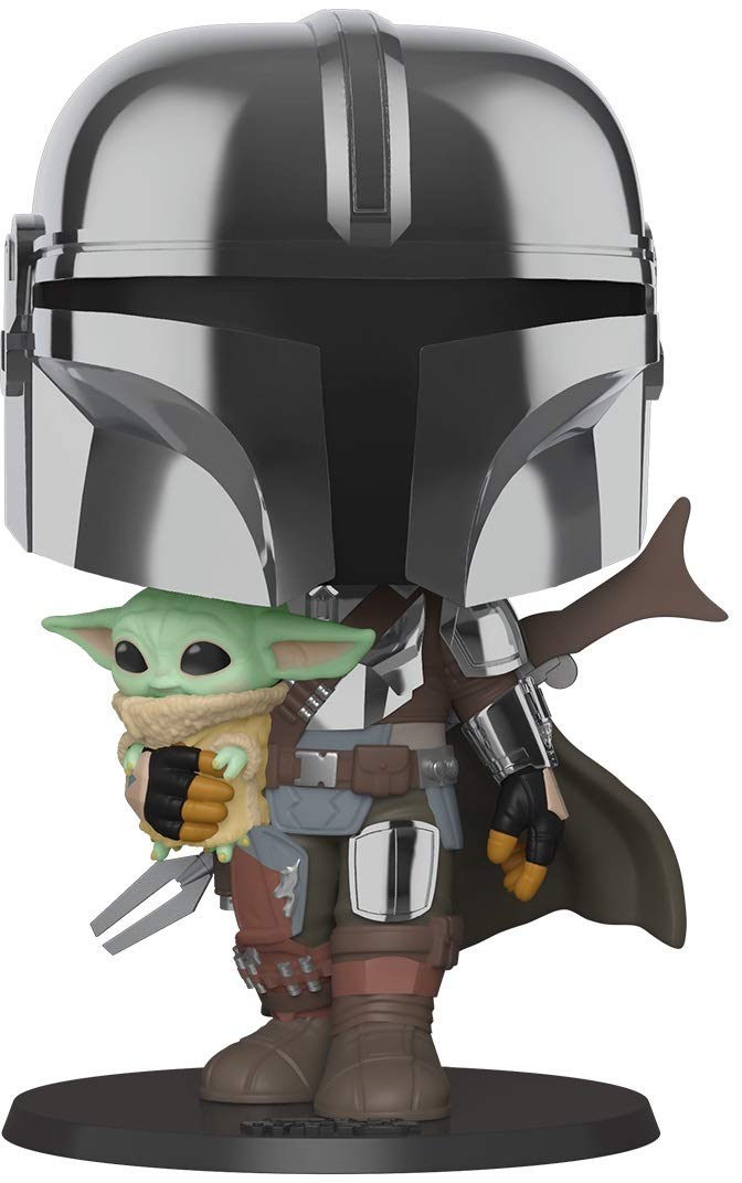 Funko POP! Star Wars The Mandalorian - 10 Inch Chrome Mandalorian with The Child