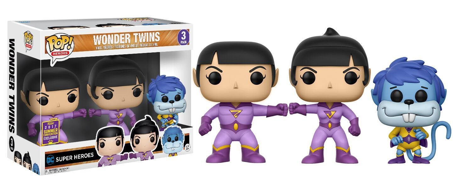 Funko POP! Heroes: Wonder Twins Zan, Jayna and Gleek 3 Pack SDCC 2017 Exclusive