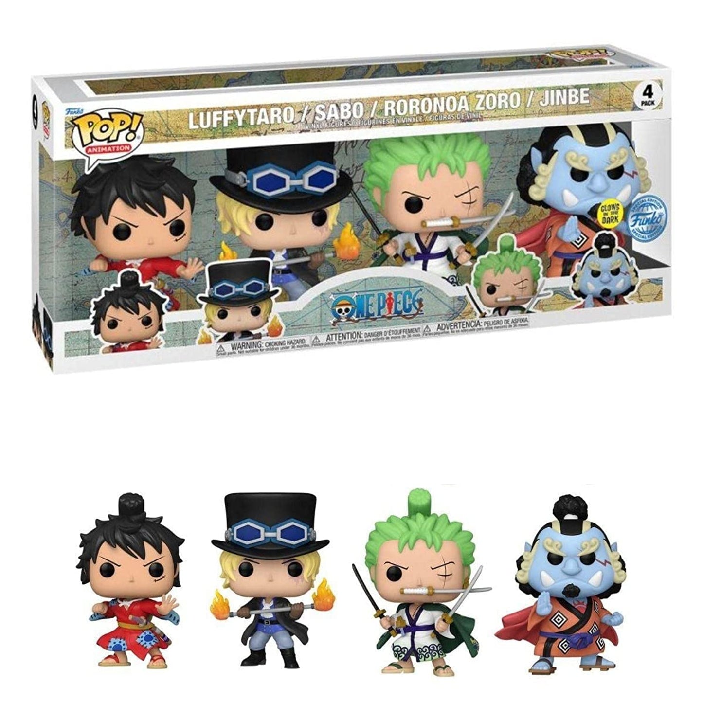Funko POP! Animation One Piece Luffytaro / Sabo / Roronoa Zoro / Jinbe (4pack) GITD Exclusive