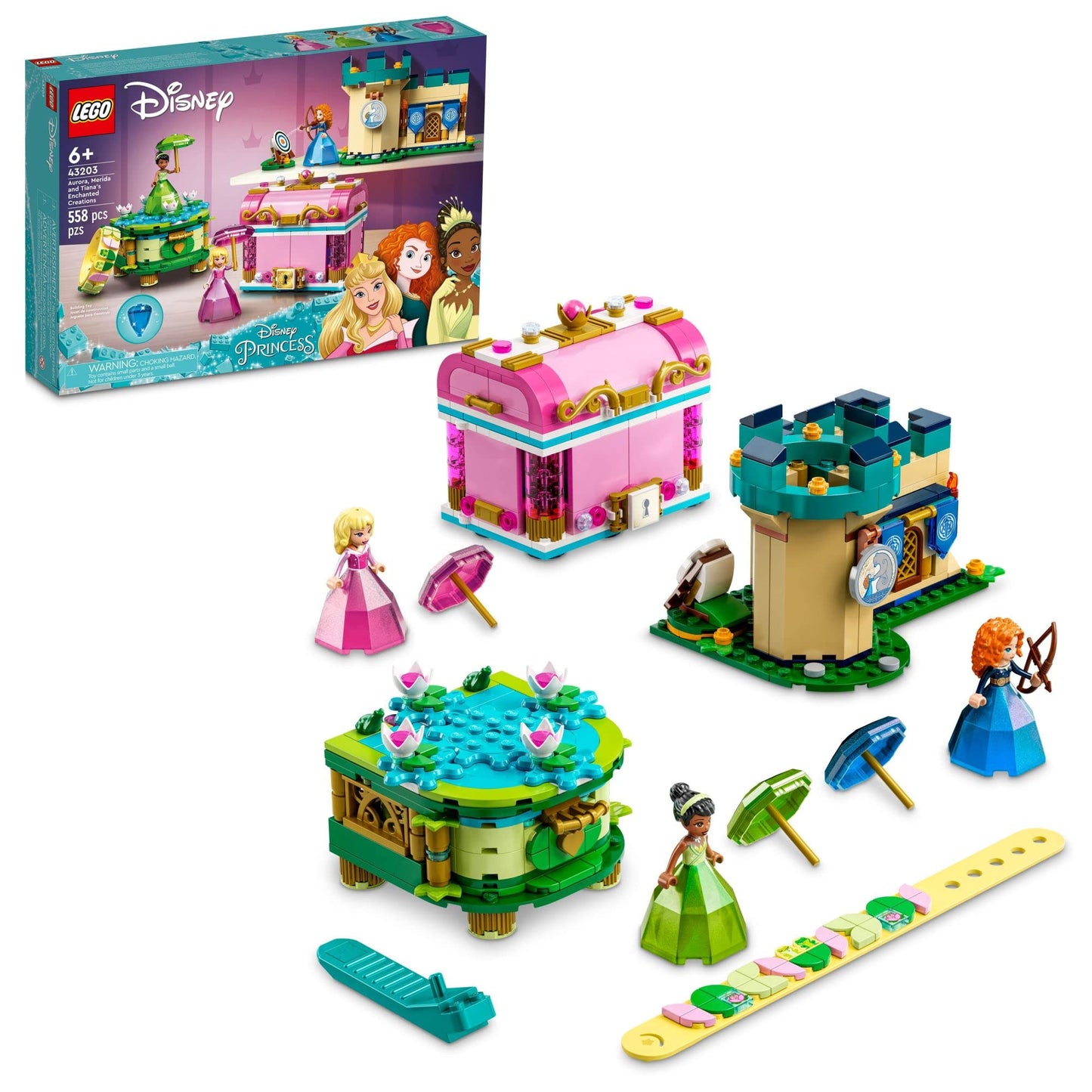 LEGO Disney Aurora, Merida and Tiana's Enchanted Creations 43203