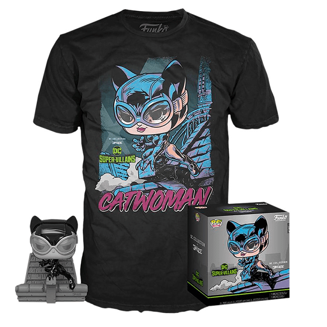 Funko POP! Tees: Jim Lee POP and Catwoman T-Shirt - Xtra Large