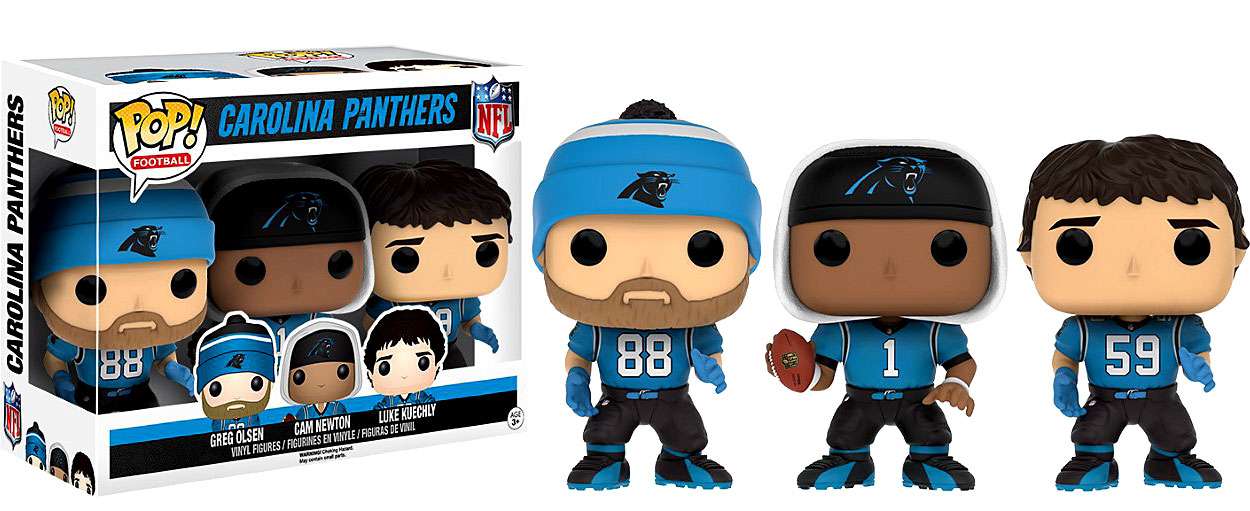 Funko POP! Football NFL Carolina Panthers Greg Olsen, Cam Newton & Luke Kuechly 3-Pack Exclusive