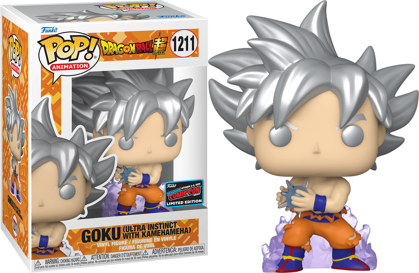 Funko POP! Animation Dragon Ball Super Goku (Ultra Instinct with Kamehameha) #1211 NYCC 2022 Convention Sticker Exclusive
