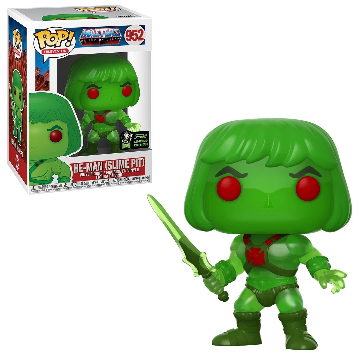 Funko POP! Masters of the Universe He-Man (Slime Pit) #952 ECCC Limited Edition Convention Sticker Exclusive