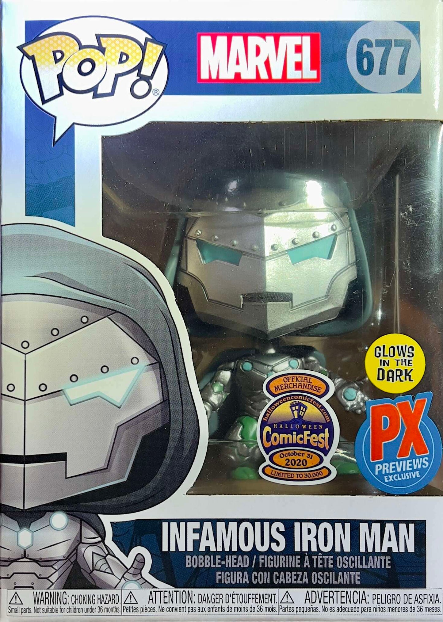 Funko POP! Marvel Infamous Iron Man GITD #677 PX Previews ComicFest 2020 Sticker