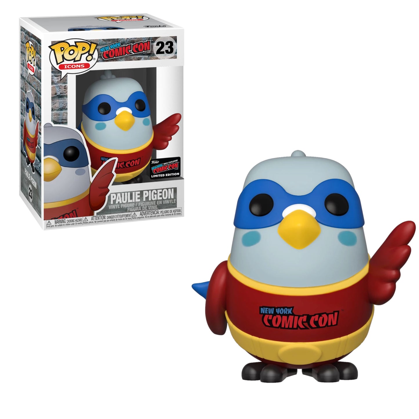 Funko POP! Icons NYCC Paulie Pigeon in Red/Yellow Shirt NYCC 2019 Sticker Convention LE Exclusive