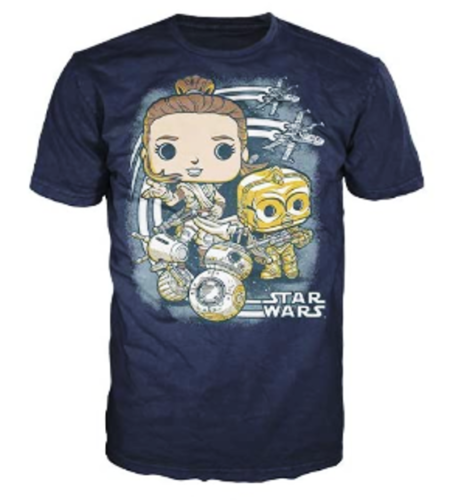Funko POP! Tees Star Wars Rise of Skywalker Rey BB-8 C3-PO Size Small T-Shirt Smuggler's Bounty Exclusive