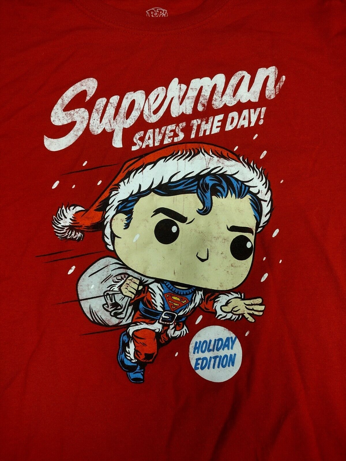 Funko POP! Tee DC Holiday Superman 'Saves the Day' Walmart Exclusive T-Shirt Size Large