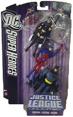 DC Justice League Unlimited Super Heroes Huntress, Atom & Batman Action Figures