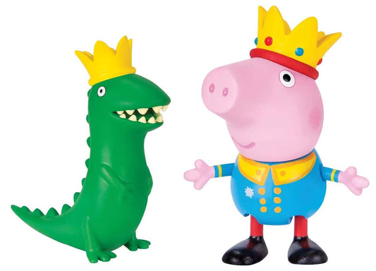 Peppa Pig Friends and Fun Prince George and Mr. Dinosaur Wearing Royal Crowns Fun Toy Figures