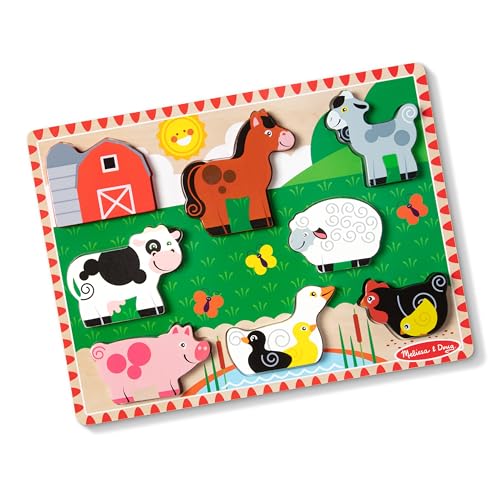 Melissa & Doug Chunky Puzzle Farm Animals. 8 Pieces. New Sealed