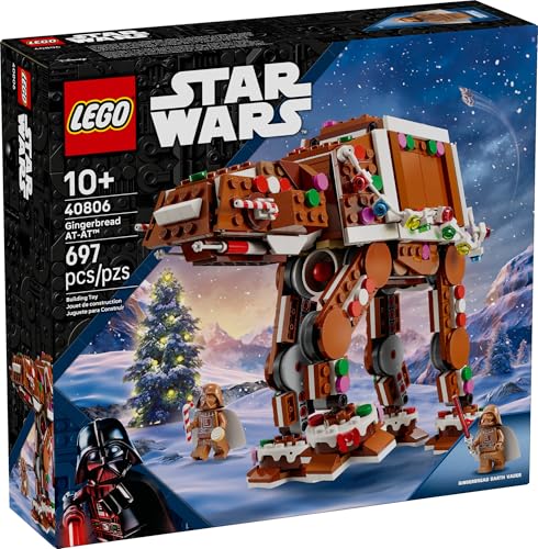 LEGO Star Wars Gingerbread AT-AT Walker, Christmas Craft Building Set for Kids, Festive Activity, Playful, Brick-Built Decoration, Idea for Boys, Girls and Any Fans 40806