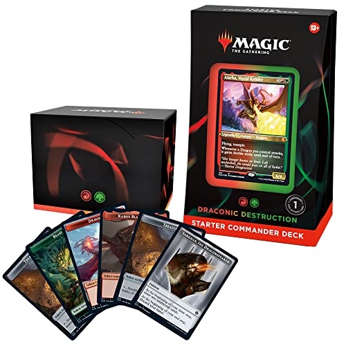 Magic: The Gathering Starter Commander Deck - Draconic Destruction (Red-Green) | Ready-to-Play Deck for Beginners and Fans | Ages 13+ | Collectible Card Games
