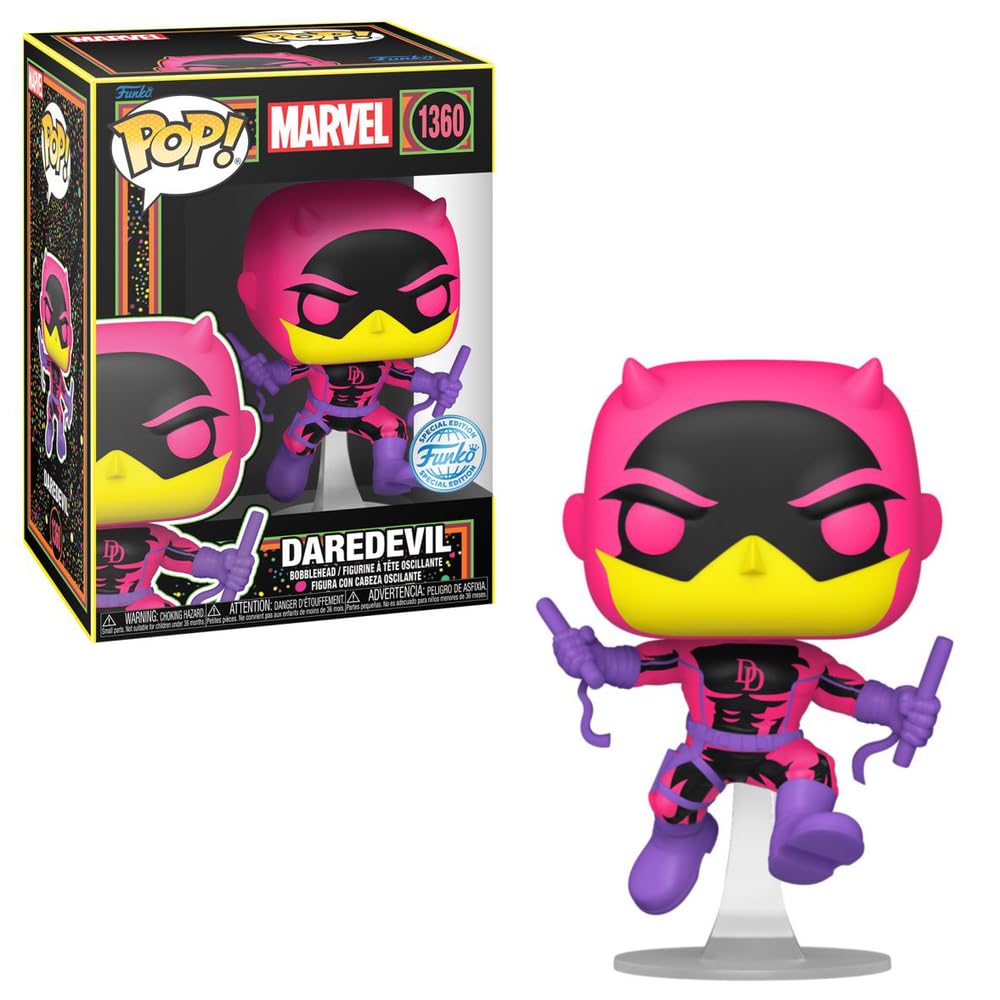 Funko Daredevil Pop! Vinyl Bobblehead Figure, Marvel, Glows in Blacklight, 3.77 Inches, 77545