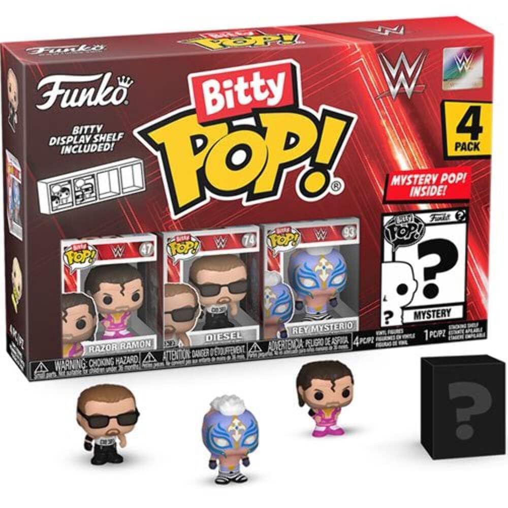 Funko Bitty Pop! : WWE Mini Collectible Toys 4-Pack - Razor Ramon, Diesel, Rey Mysterio, & Mystery Chase Figure