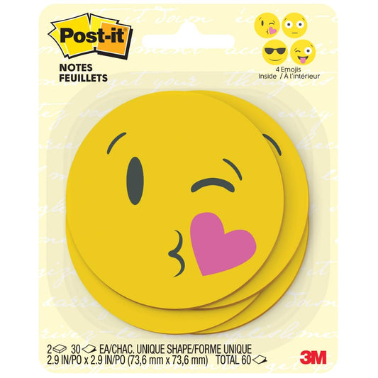 Post-it Printed Notes, 2 Pads/Pack, 30 Sheets/Pad, 3x3 in, Emoji Designs, 4 Alternating Faces (BC-2030-EMOJI)