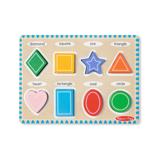Melissa & Doug Shapes Wooden Chunky Puzzle (8 pcs) Color Matching Shape Sorter