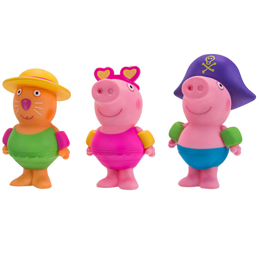 Peppa Pig Squish ‘n Splash Bath Squirter Friends, Including Peppa Pig, George Pig, and Candy Cat - Add Water, and Squeeze! Bath Time Fun for Babies and Toddlers