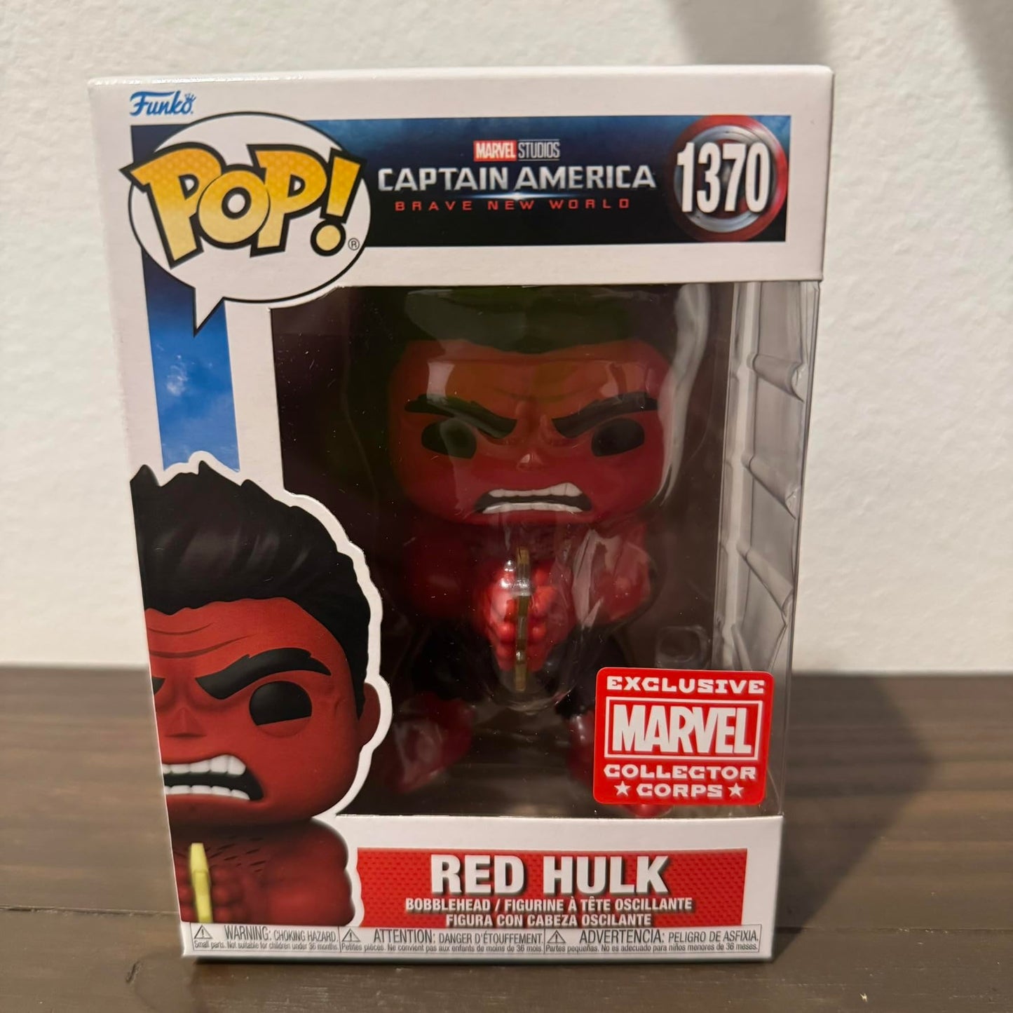 Funko POP! Red Hulk Bobblehead, Marvel Captain America Brave New World, #1370, Marvel Collector Corps Exclusive