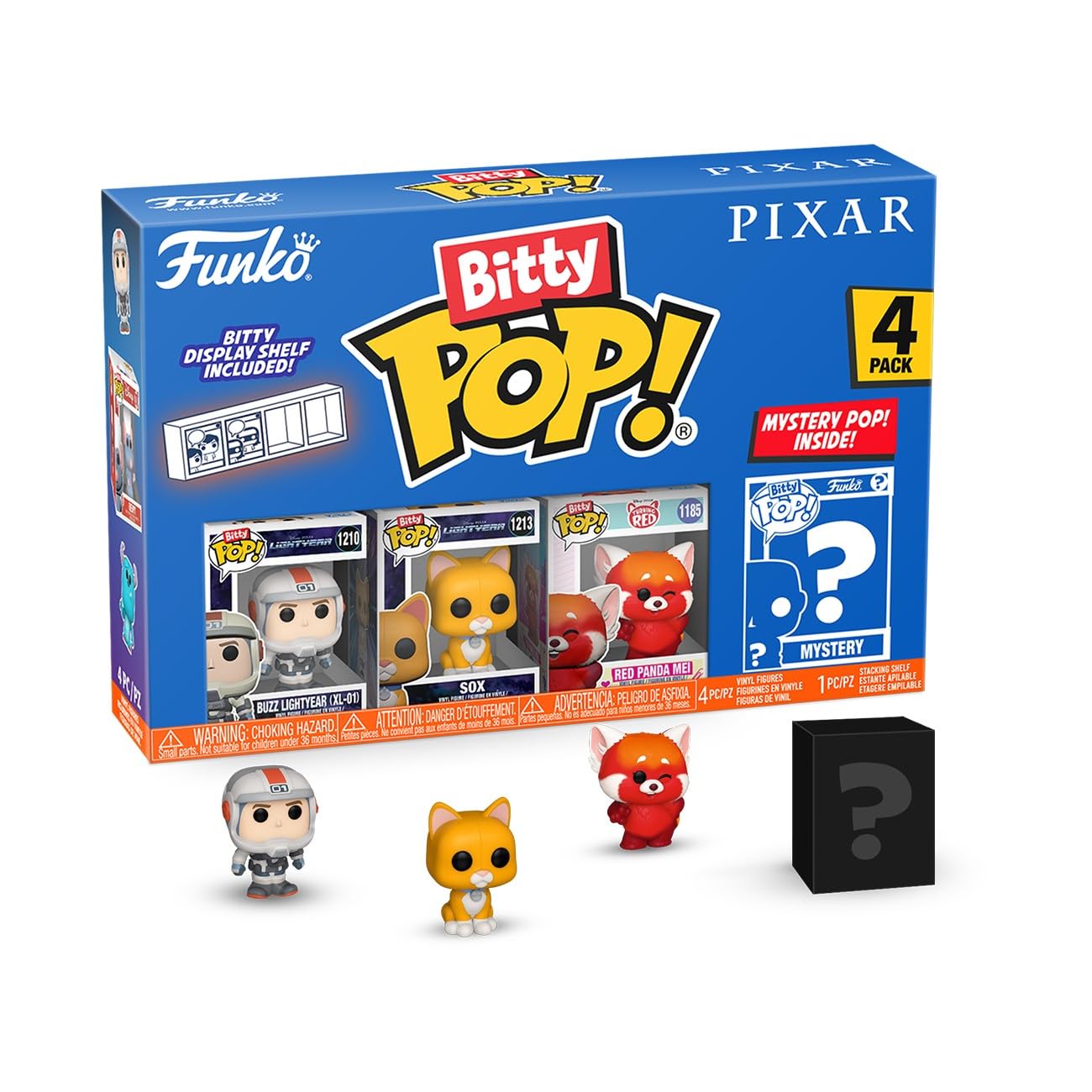 Funko Bitty Pop! Pixar Series 4 Buzz Lightyear (XL-01) / Sox / Turning Red Red Panda Mei / Mystery - 4 Pack
