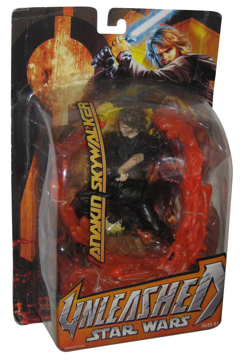 Star Wars Episode III Year 2005 Revenge of the Sith Unleashed Series 6 Inch Tall Action Figure - Anakin Skywalker with Blue Lightsaber and Diorama Display Base