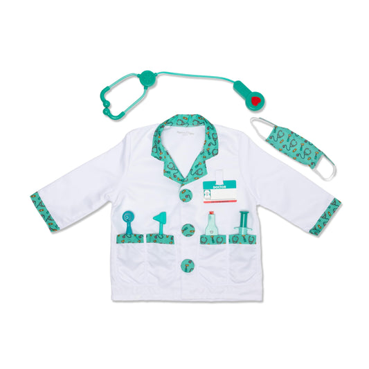 Melissa & Doug Doctor Role-Play Costume Set (Pretend Play, Materials, Machine Washable, 17.5? H × 24? W × 0.75? L)