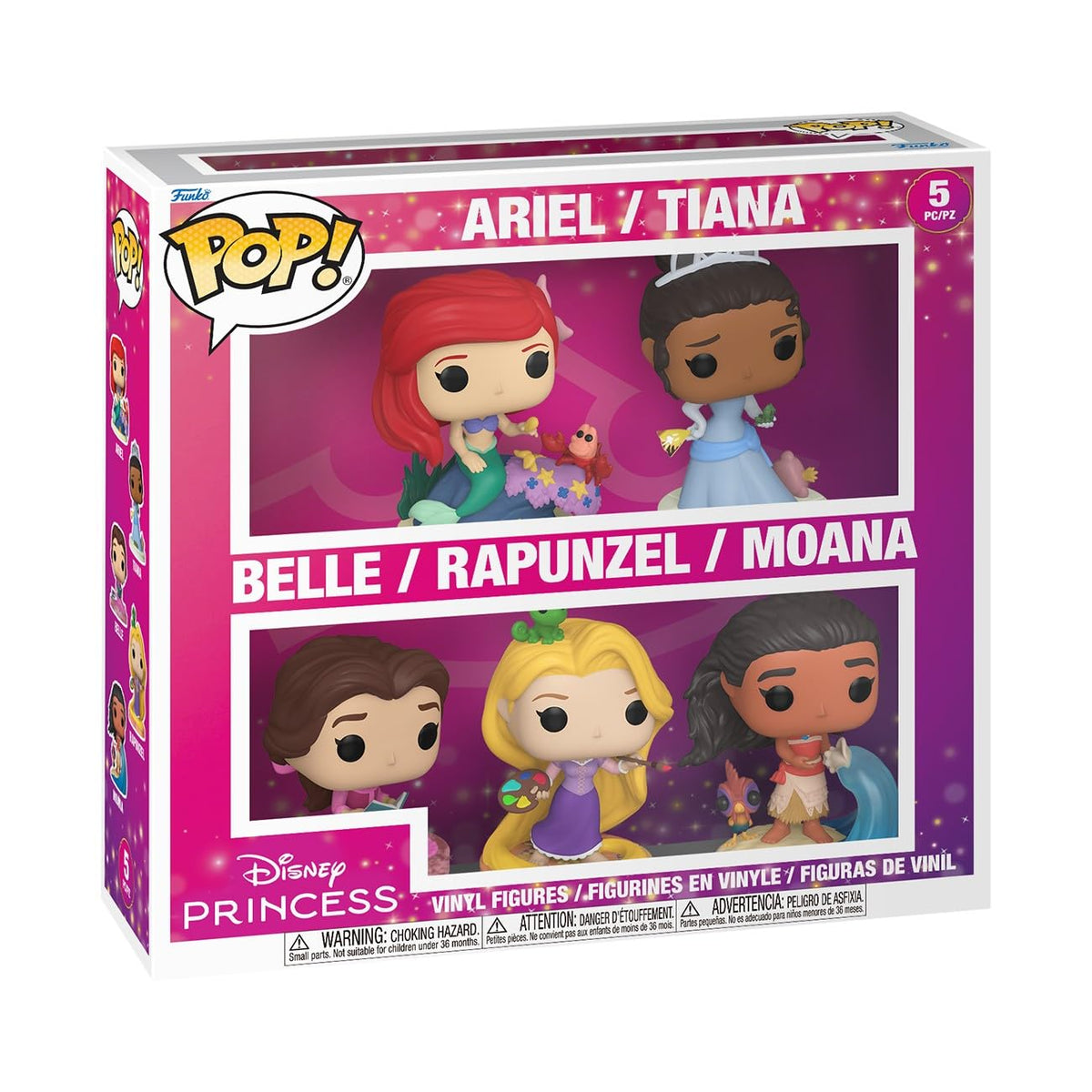 Funko Pop! Animation: Disney - Ariel/Tiana/Belle/Rapunzel/Moana, 5-Pack
