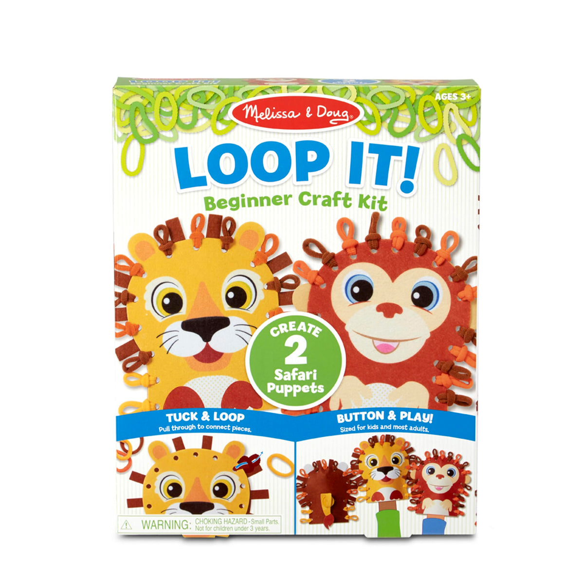 Melissa & Doug Loop It! Beginner Craft Kit - Safari Puppets