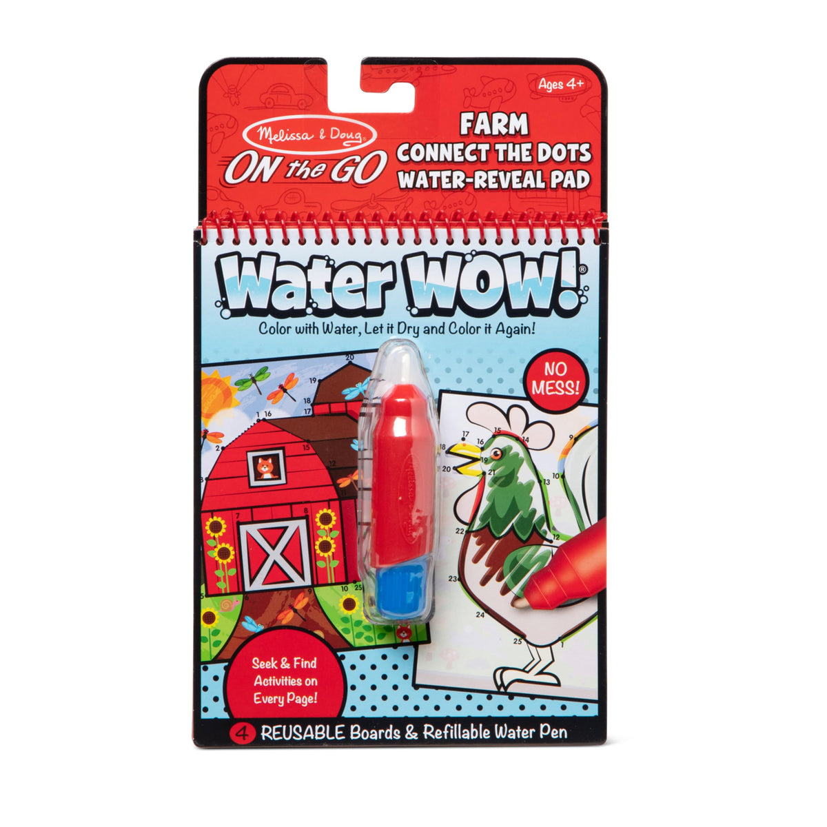 Melissa & Doug On the Go Water Wow! Reusable Water-Reveal Activity Pad - Connect the Dots Farm