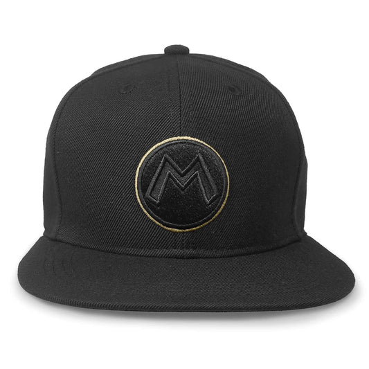 Controller Gear Super Mario Flat Bill Snap Back Hat (Black & Gold Question Block)