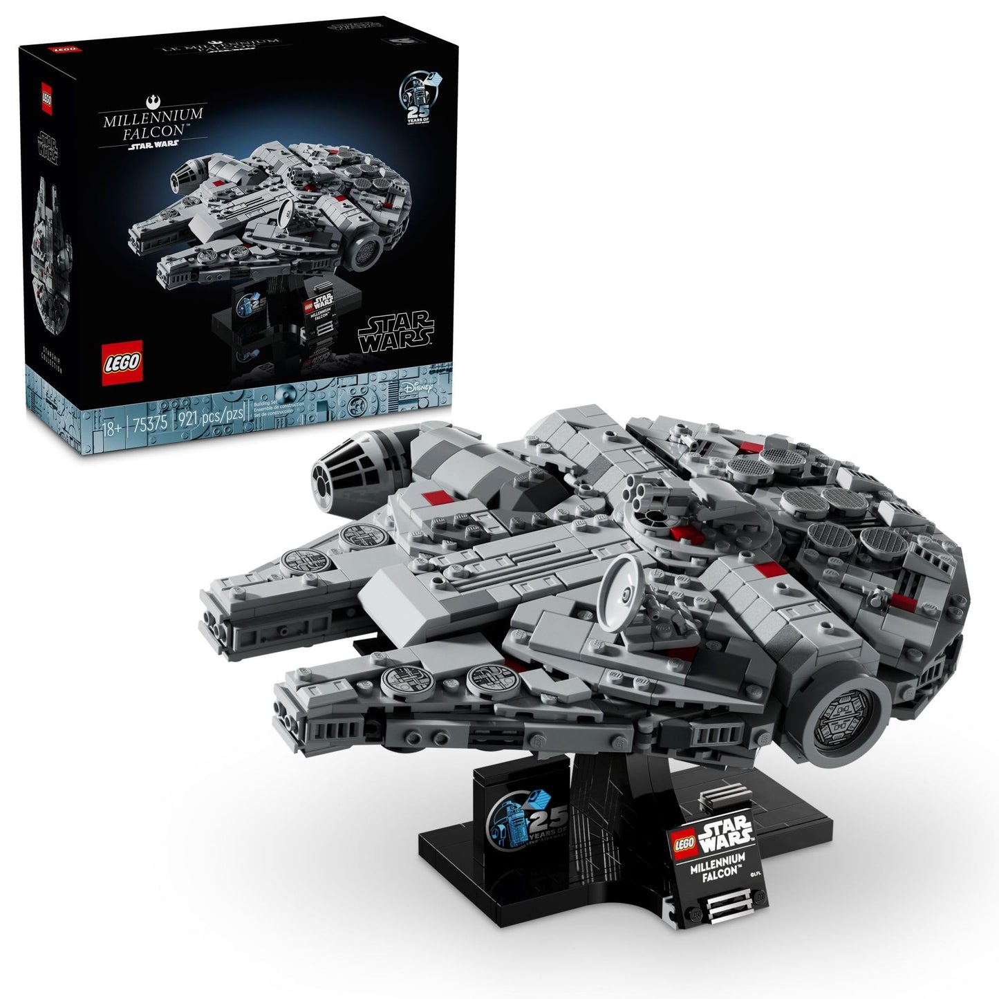 LEGO Star Wars Millennium Falcon A New Hope 25th Anniversary Collectable Model - DIY Building Sets for Adults, Men & Women, Ages 18+ - Comes with Display Stand - Star Wars Gift - 75375