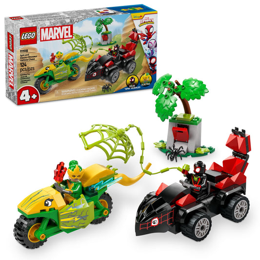 LEGO Marvel Spidey and His Amazing Friends Spin and Electro Dinosaur Vehicle Chase 11198