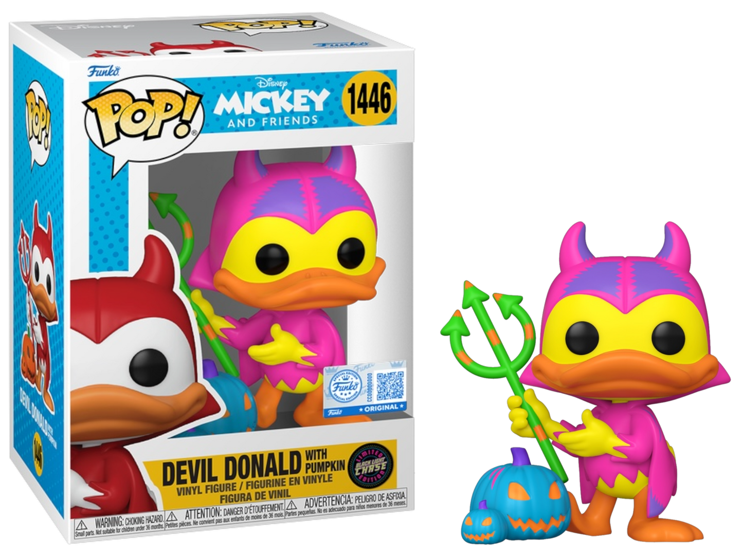 Funko POP! Disney CHASE Devil Donald with Pumpkin #1446 Blacklight