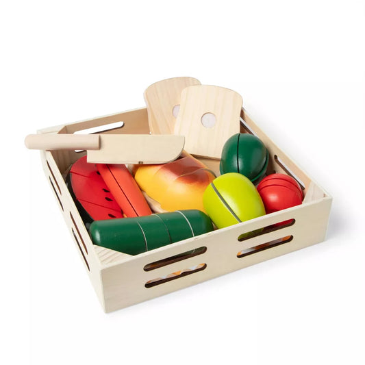 Melissa & Doug Cutting Food Play Food Set With Wooden Pieces, Knife, Cutting Board
