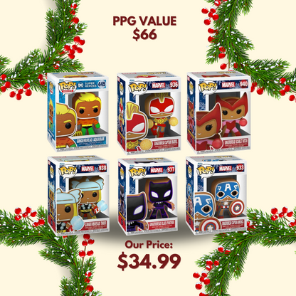 Gingerbread Bundle - Aquaman, Captain Marvel, Scarlet Witch, Thor, Black Panther, Captain America Funko POP!