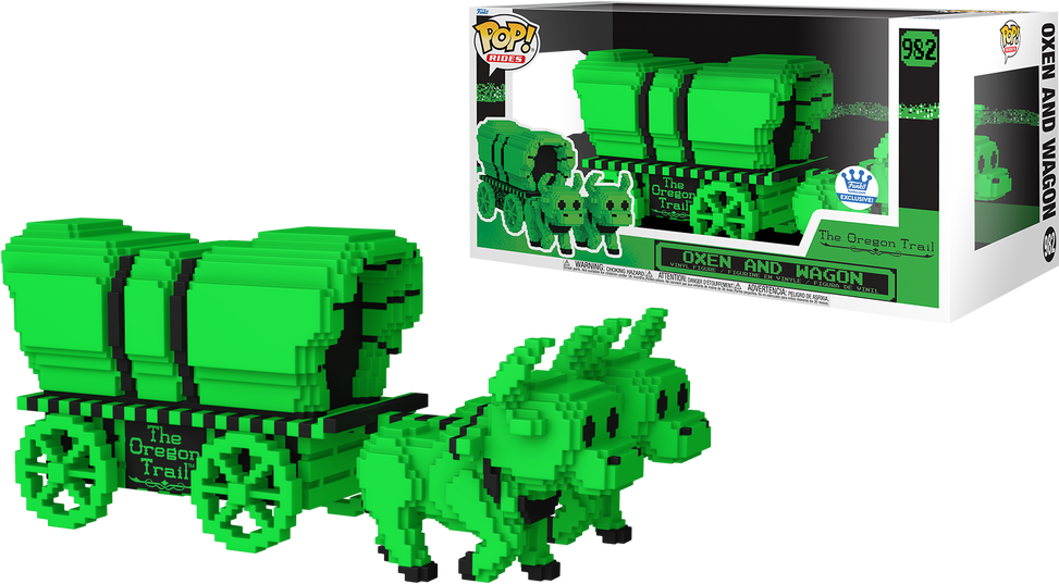 Funko POP! Rides 8-Bit - Oregon Trail - Oxen and Wagon #982 [Green & Black] Funko Shop Exclusive