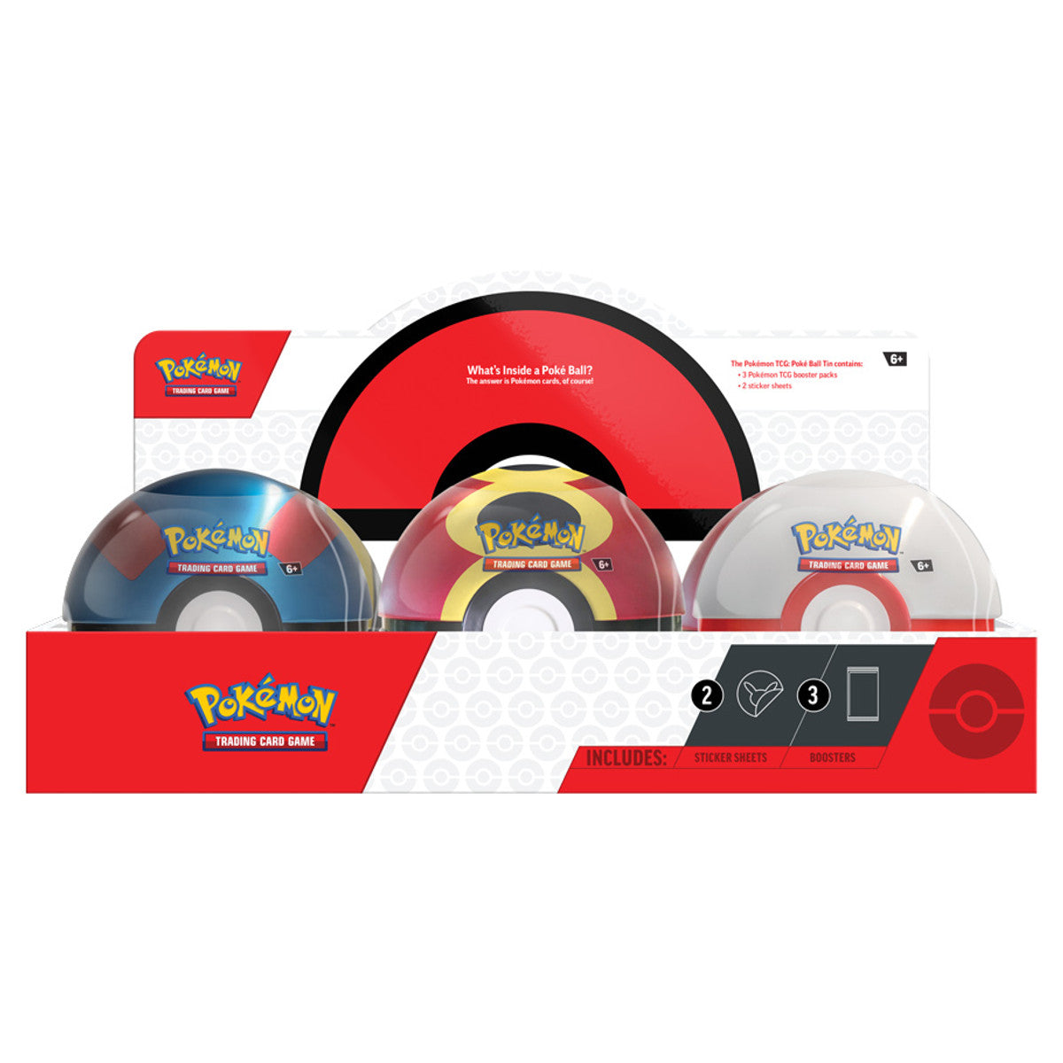 Pokémon TCG: Poké Ball Tin 2025 Display of 6 Poke Balls