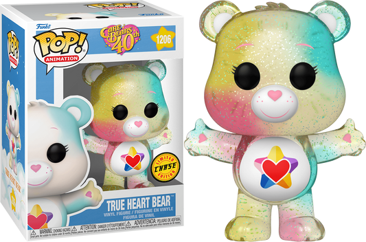 Funko POP! Animation Care Bears 40th CHASE True Heart Bear #1206 [Translucent Glitter]