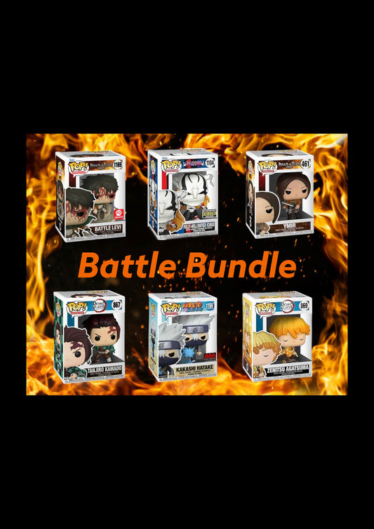 Battle Bundle - AoT Battle Levi, Fully-Hollowfied Ichigo, AoT Ymir, Tanjiro Kamado, Kakashi Hatake, Zenitsu Agatsuma Funko POP!