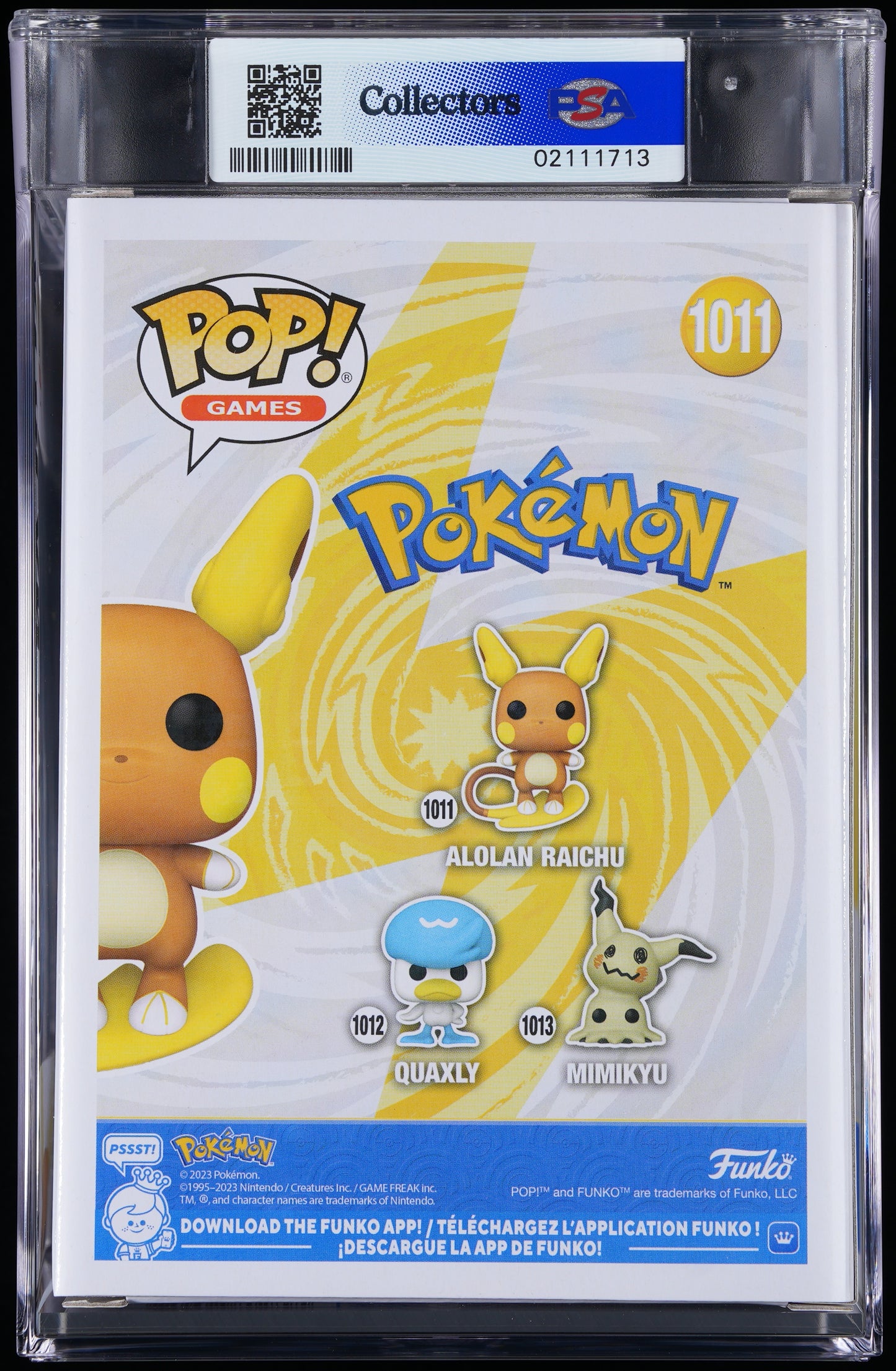 Funko POP! Pokemon 1011 Alolan Raichu PSA GEM MINT 10