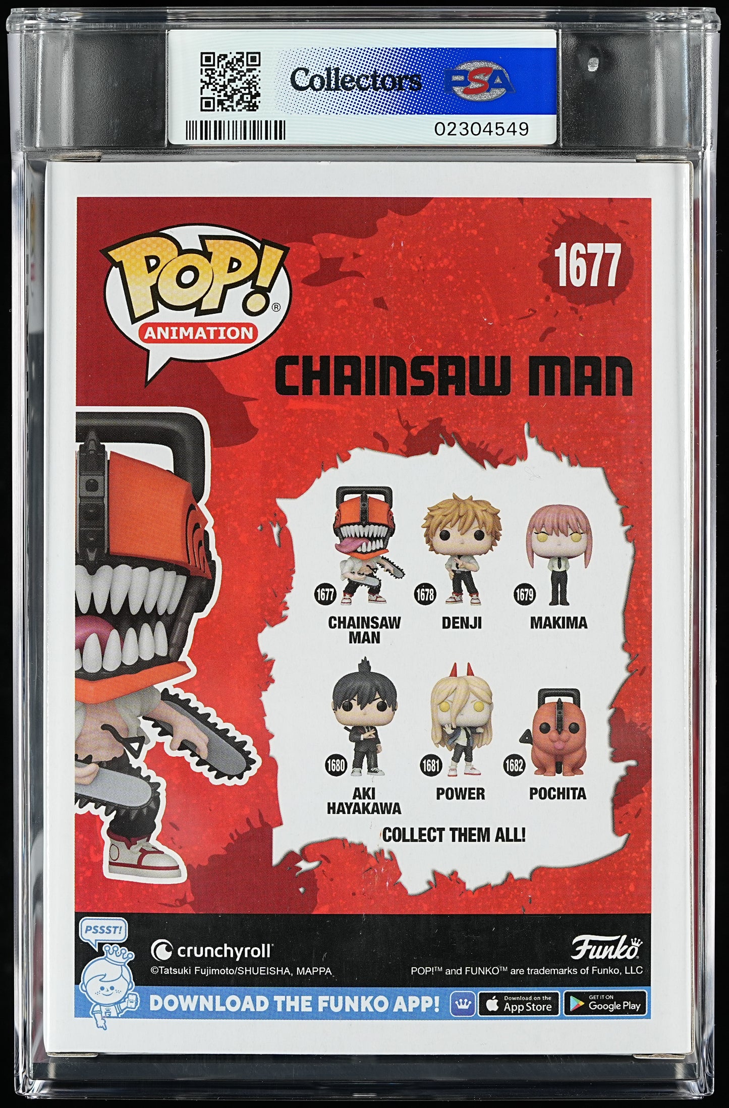 Funko POP! Animation 1677 Chainsaw Man PSA NEAR MINT + 8.5