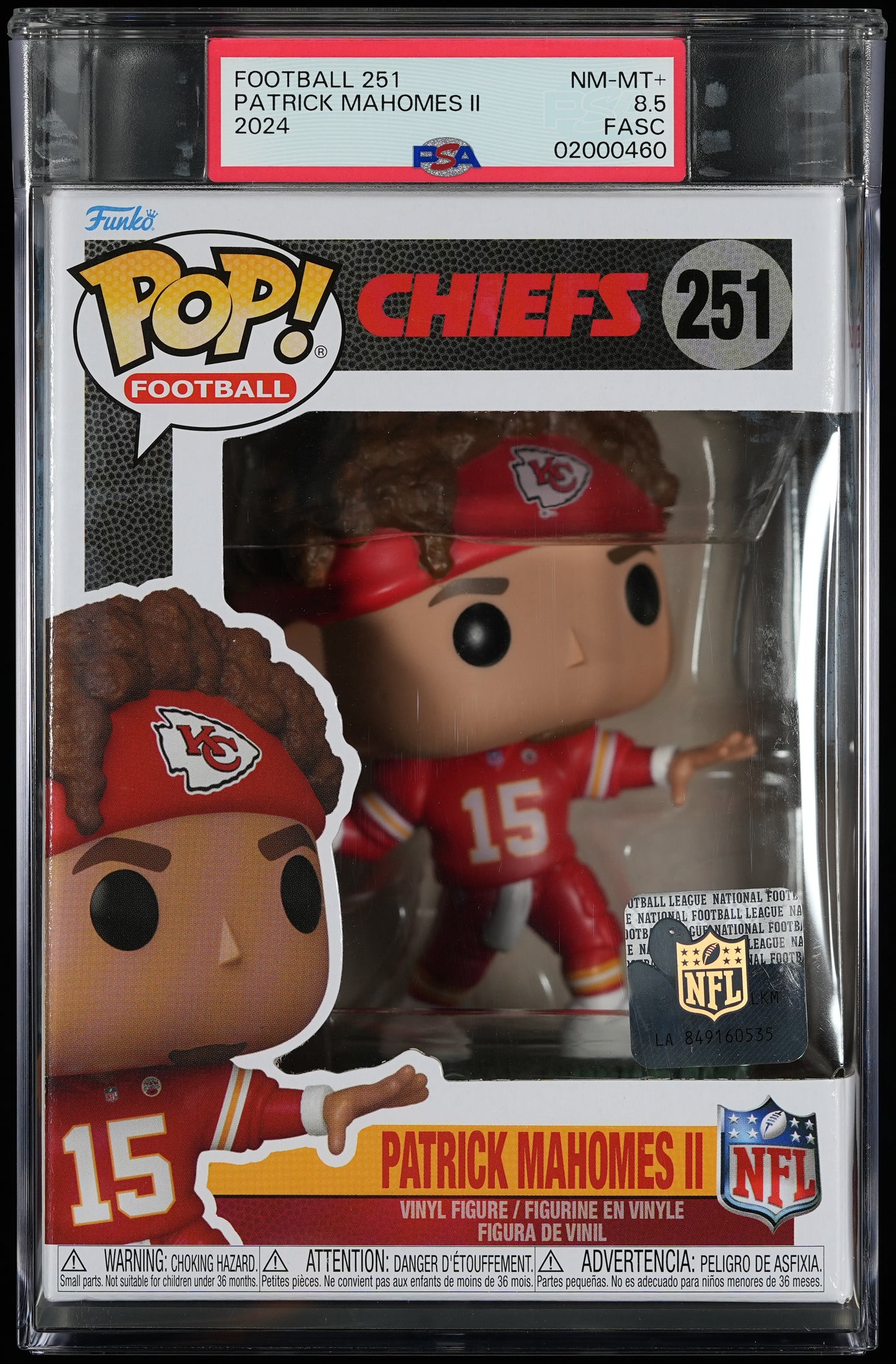 Funko POP! Football 251 Patrick Mahomes II PSA NEAR MINT + 8.5