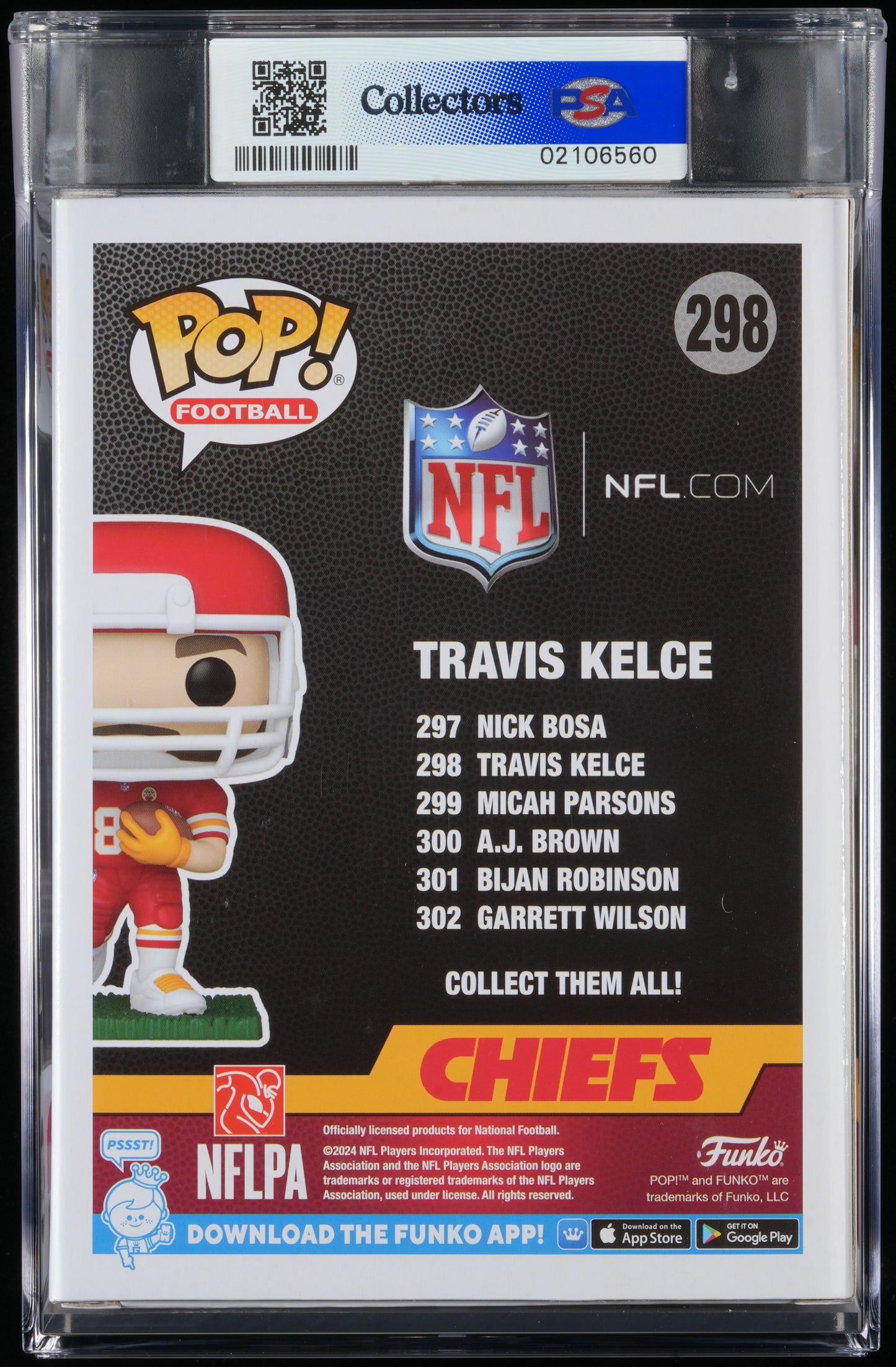 Funko POP! Football 298 Travis Kelce PSA NEAR MINT + 8.5