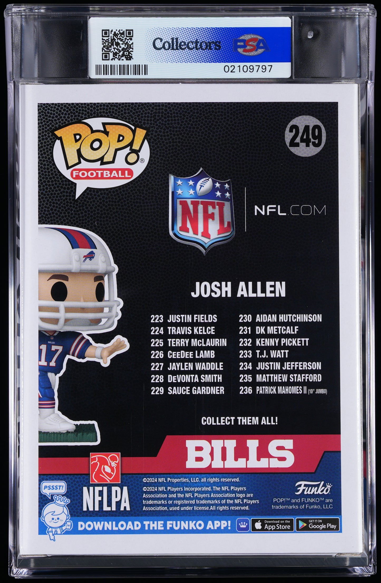 Funko POP! Football 249 Josh Allen PSA GEM MINT 10